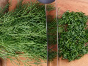 Chopping fresh dill