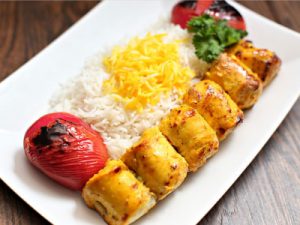 Basmati rice, tomato, and chicken meal