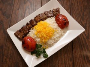 Basmati rice, lamb and tomato
