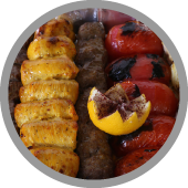 Moby Dick's family sized kabob combo platter