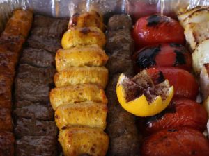 A set of different kabobs