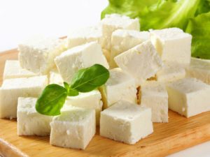 Squares of Feta Cheese