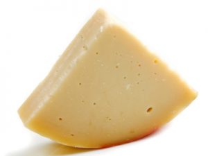 A block of provolone cheese