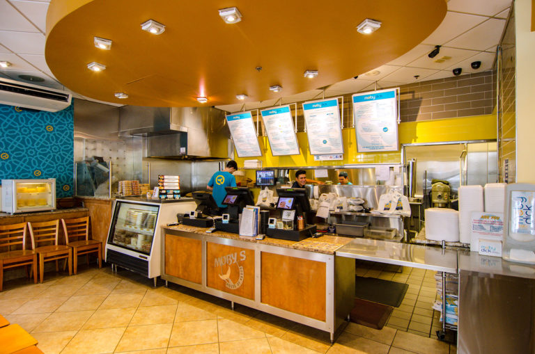 A view of the counter at Moby Dick's Arlington Location