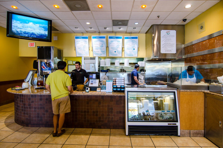 A customer orders food from Moby Dick's Ashburn Location