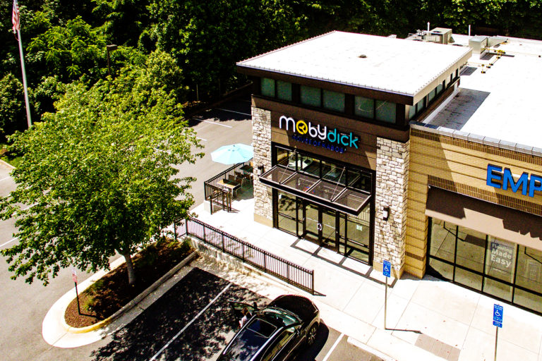 A shot from above of Moby Dick's Fairfax City Location