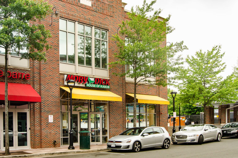 Cars park outside Moby Dick's Herndon Location