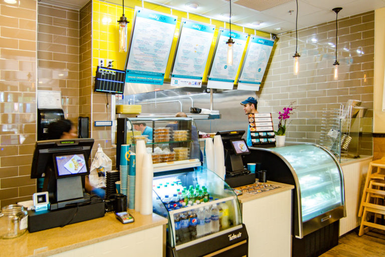 A close up view of the counter at Moby Dick's Shirlington Location